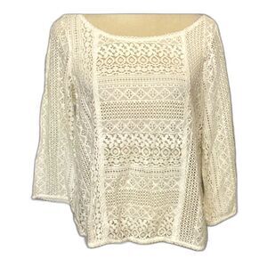 Jore Women’s 3/4 Sleeve Lace Top. Size Large. Color Cream.